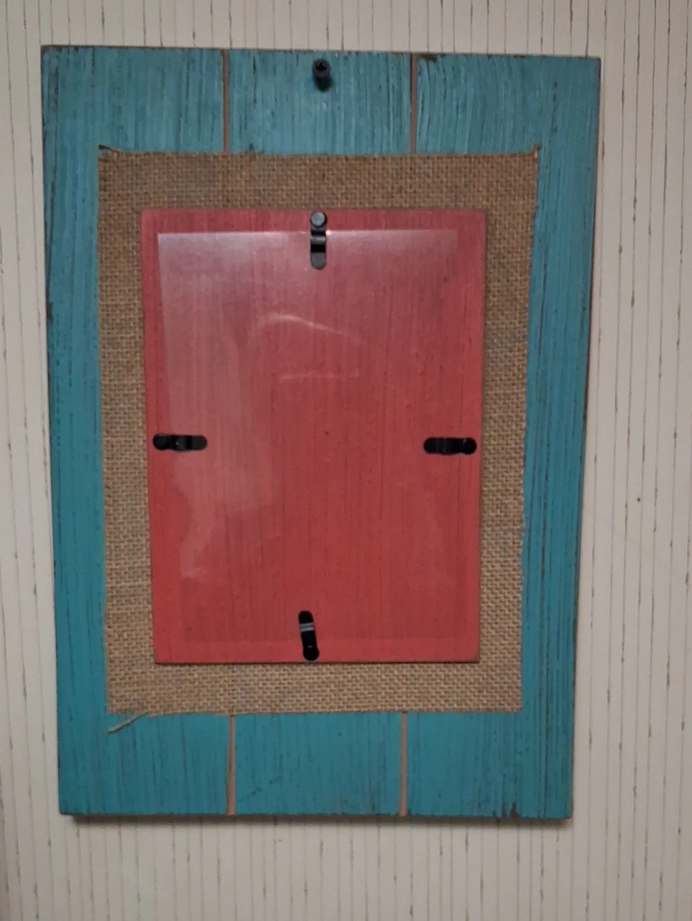 Turquoise and Coral Wooden Picture Frame - Unbranded